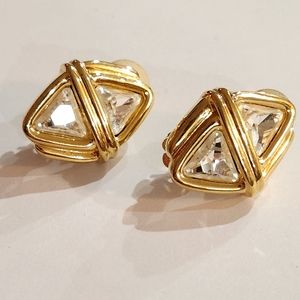 Vintage Swarovski Gold Plated Crystal Earrings